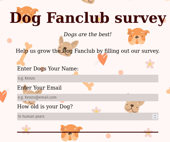 Survey Form for the Dog Newsletter
